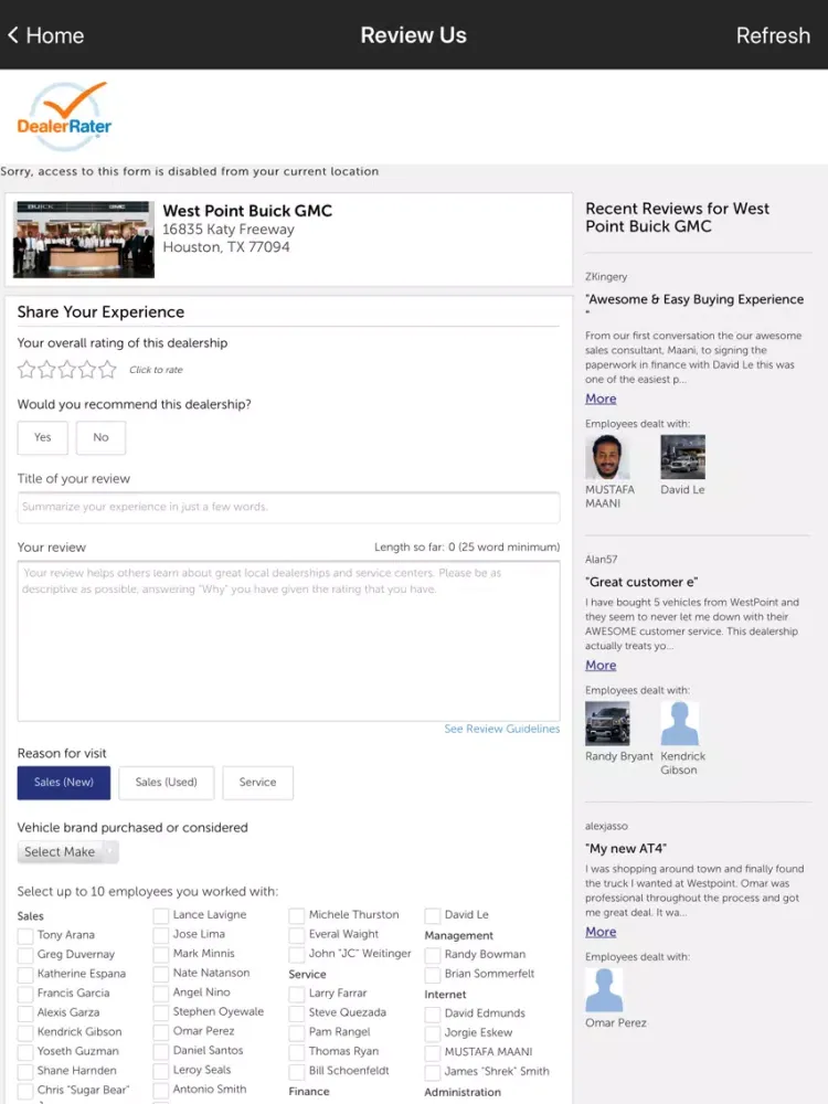 West Point Buick GMC iPad 应用截图