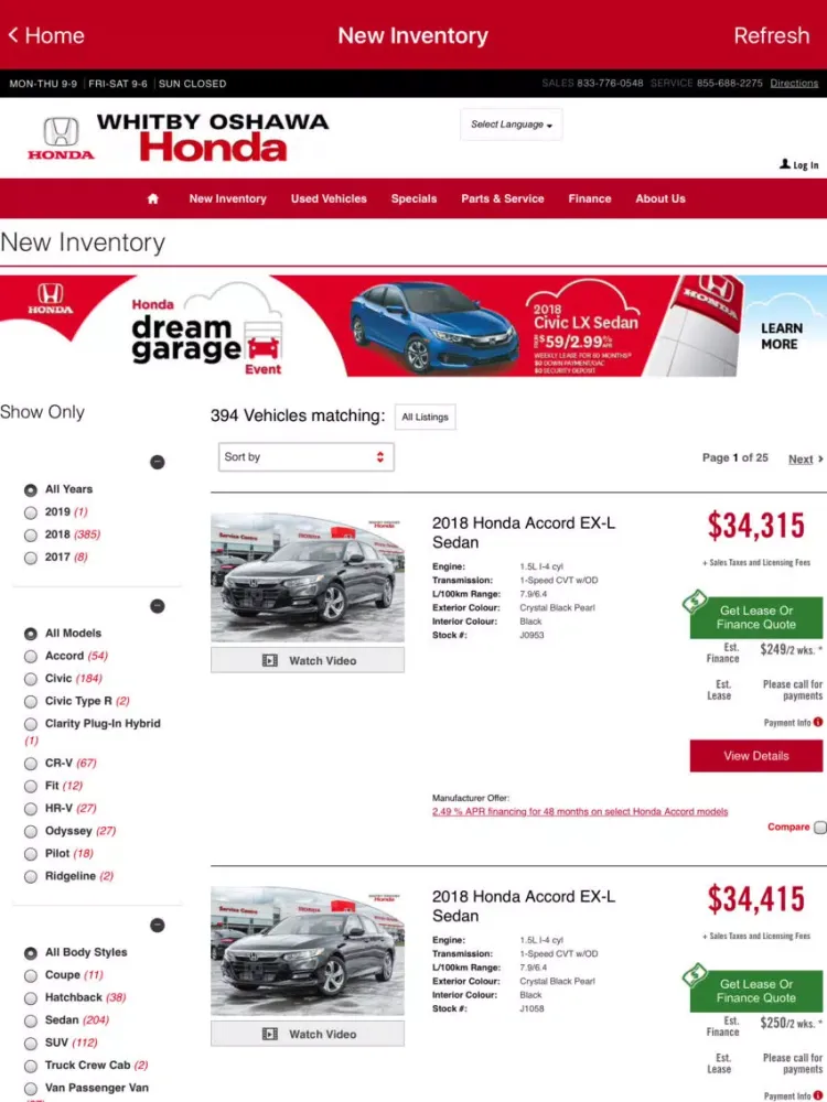 Screenshot di Whitby Oshawa Honda iPad 