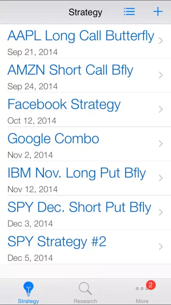 Screenshot di Butterfly options trading