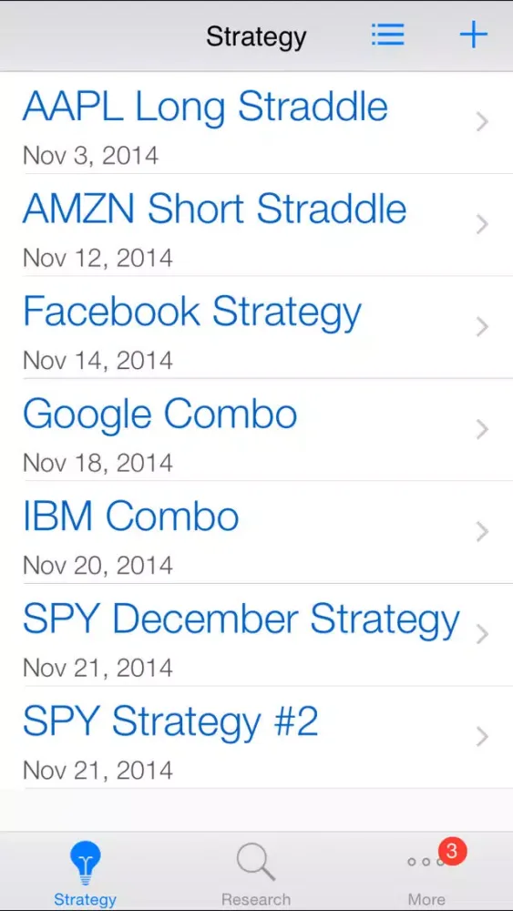 Capturas de tela do Option Strategies Straddle