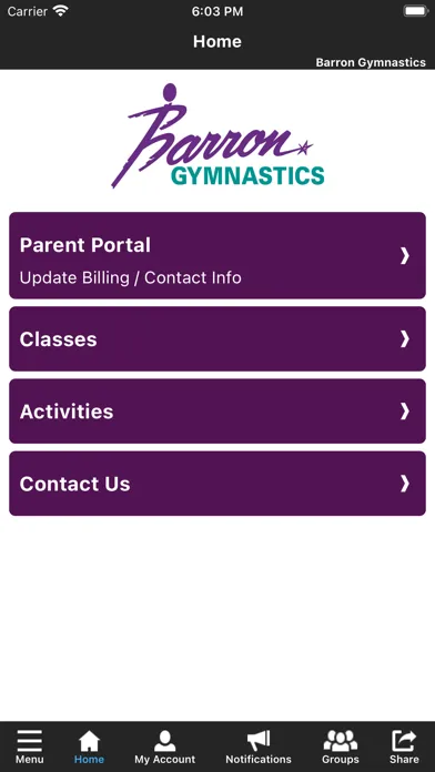 Capturas de tela do Barron Gymnastics