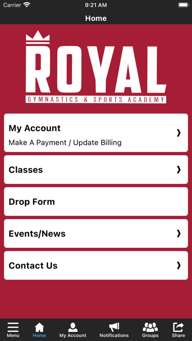 Tangkapan layar Royal Gymnastics & Sports