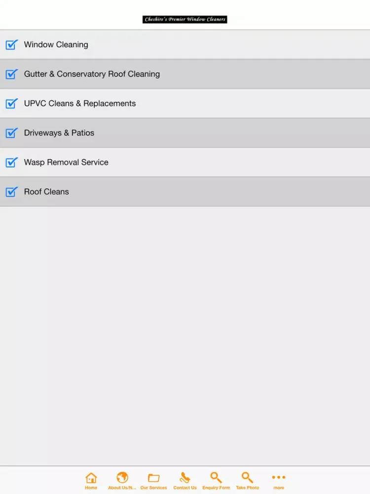 Capturas de tela do Cheshire Window Cleaning iPad 