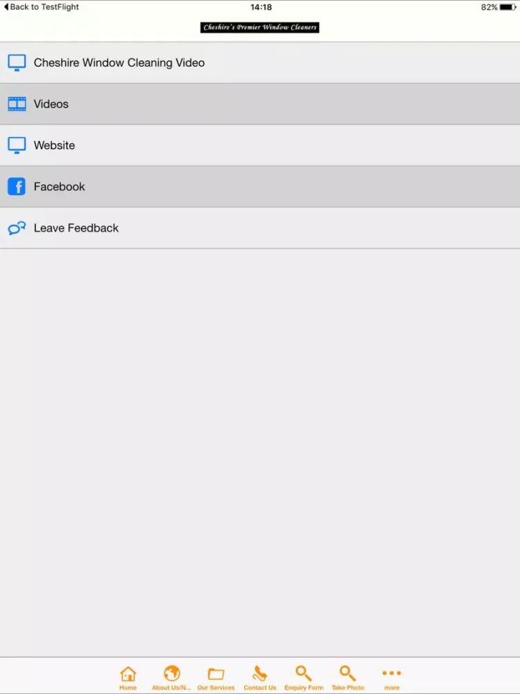 Capturas de tela do Cheshire Window Cleaning iPad 