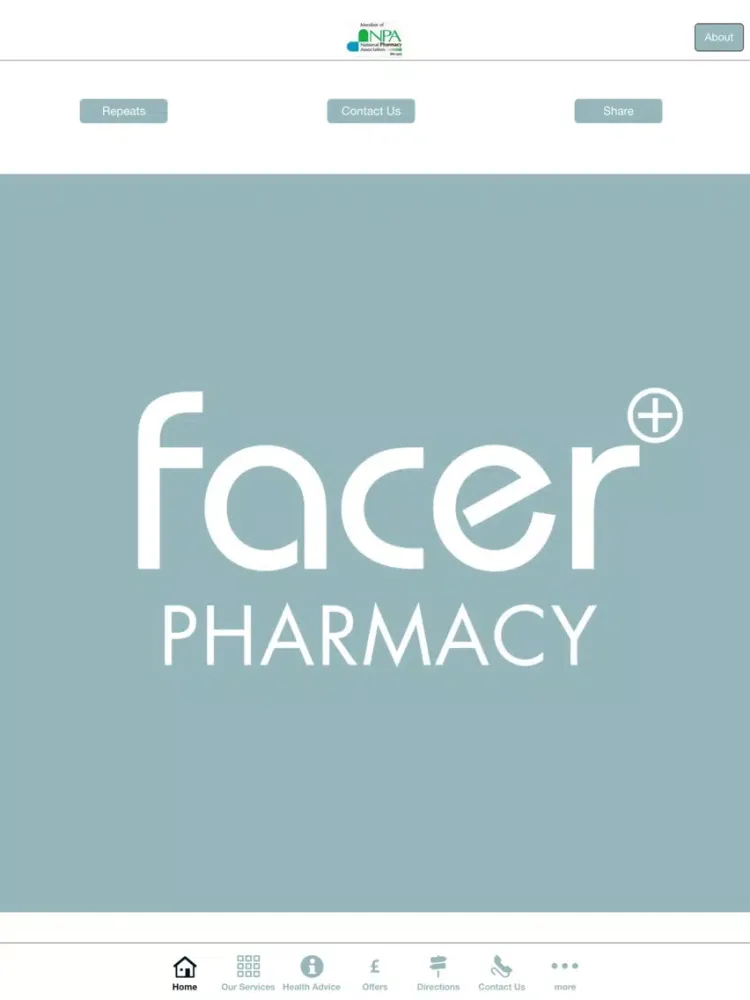 Tangkapan layar Facer Pharmacy iPad 
