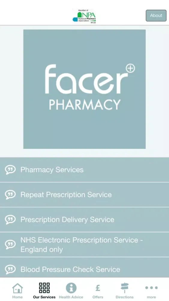 Tangkapan layar Facer Pharmacy