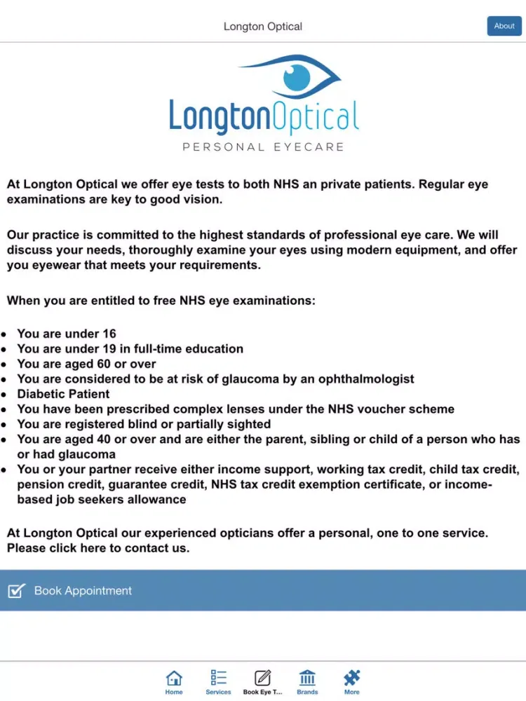 Tangkapan layar Longton Optical iPad 