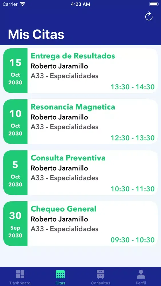 Capturas de pantalla de MedicosPro Pacientes