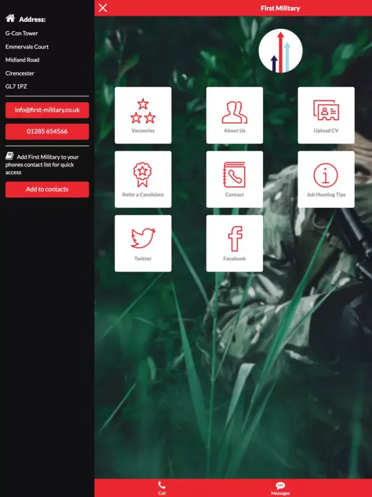Ảnh chụp màn hình của First Military Recruitment iPad 