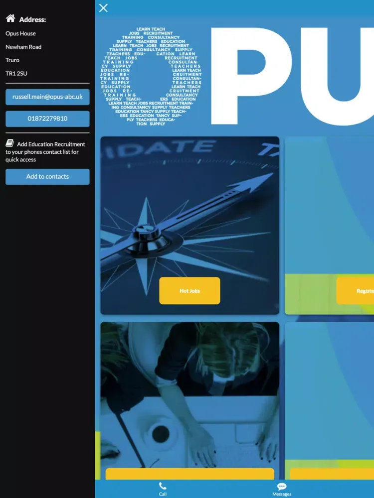 Tangkapan layar Opus Education Recruitment iPad 