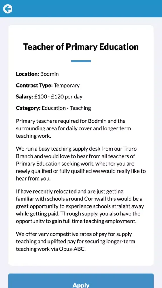 Tangkapan layar Opus Education Recruitment
