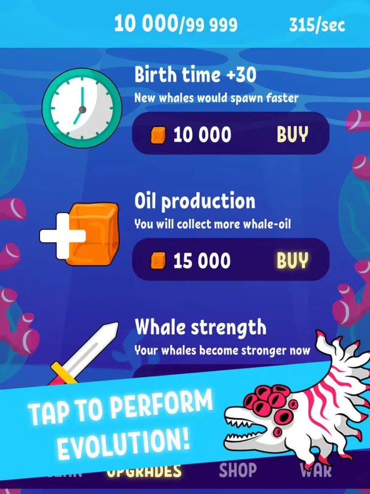 Blue Whale Evolution Clicker iPad  스크린샷
