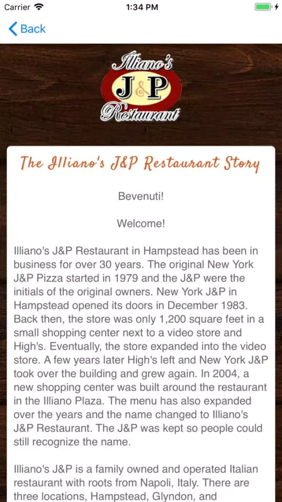Zrzuty ekranu Illiano's J&P Restaurant