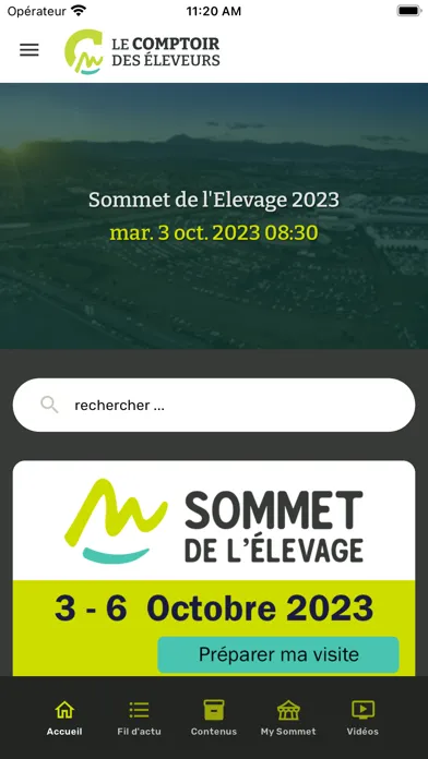 Captures d'écran de MySommet : Sommet de l’Elevage