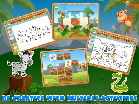 Tangkapan layar 4 in 1 Fun Zoo Games Free - Learning & Educational Activities App for Kids & Toddlers iPad 