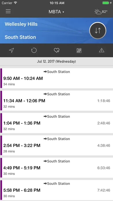 onTime : MBTA スクリーンショット