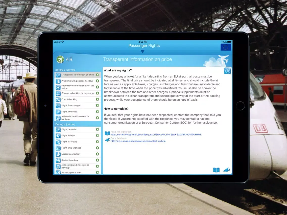Passenger rights for iPad iPad  স্ক্রিনশট