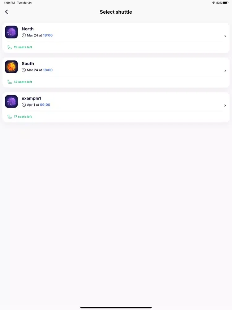 Capturas de pantalla de Shuttlin' Driver app iPad 