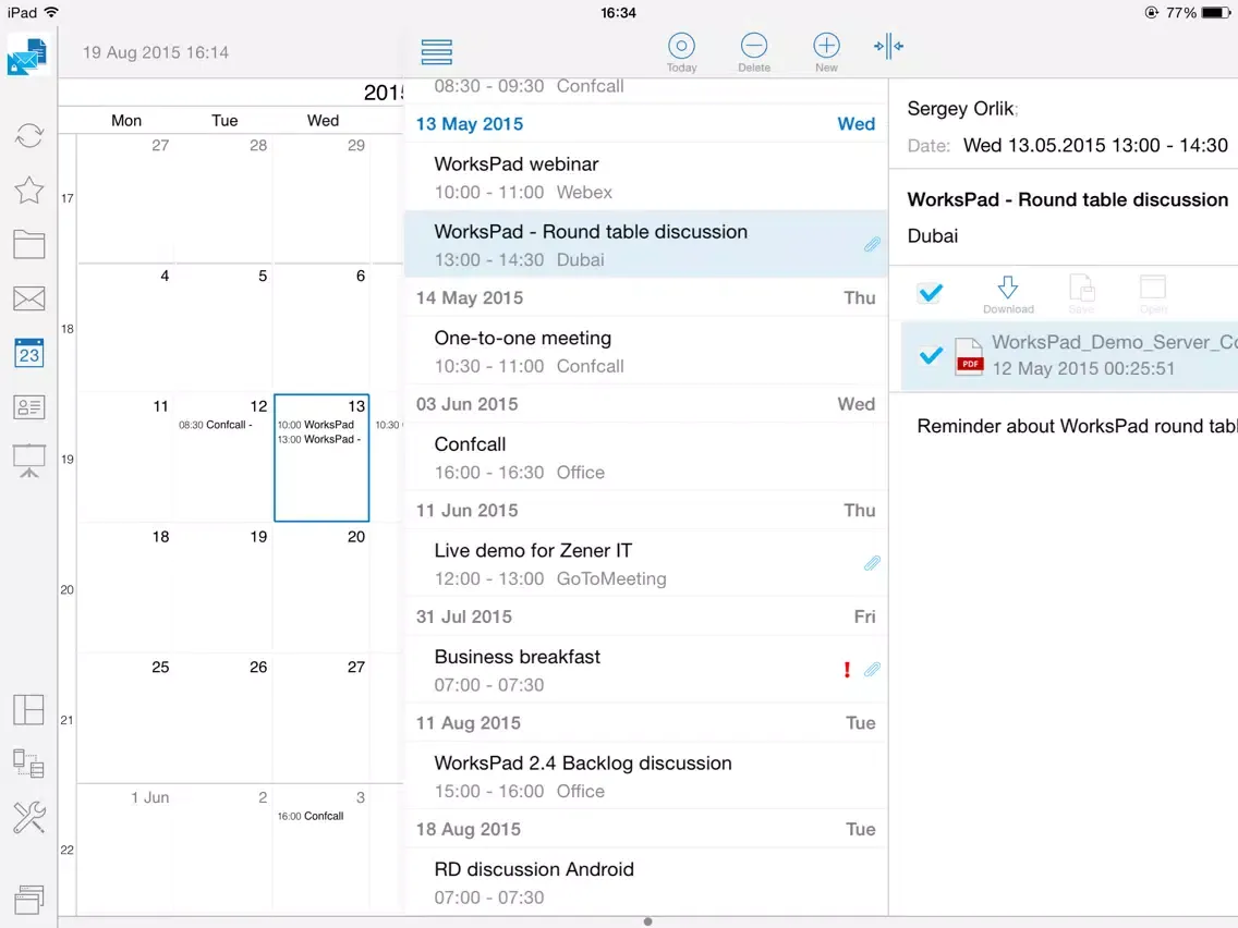 Ảnh chụp màn hình của WorksPad for MobileIron iPad 