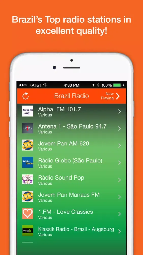 Ảnh chụp màn hình của Brazil Radio - Top stations