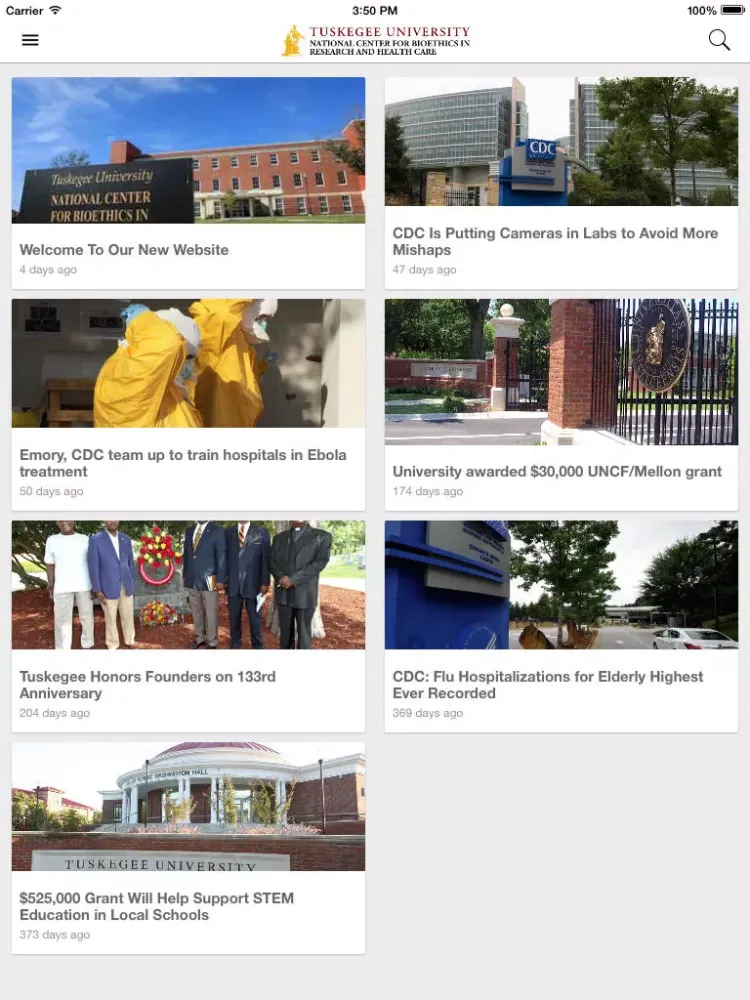 Tuskegee National Center for Bioethics in Research and Health Care iPad  Screenshots