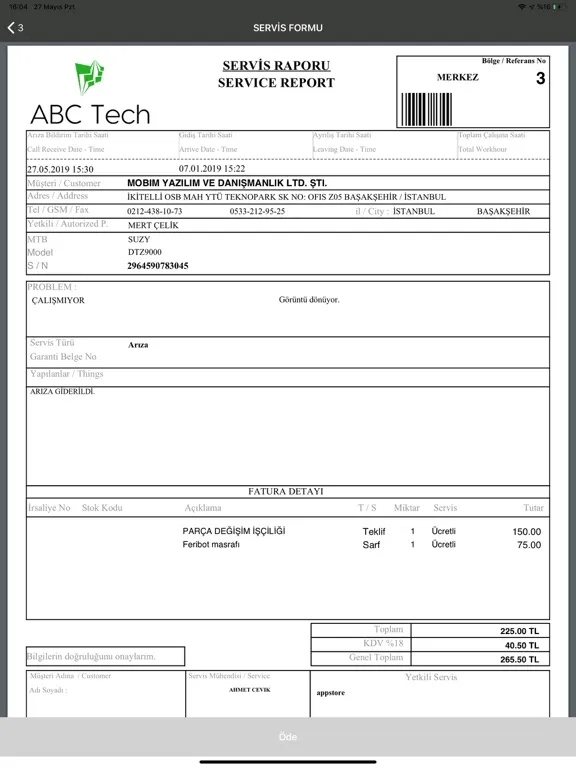 Ảnh chụp màn hình của FieldCo. Biges365 iPad 