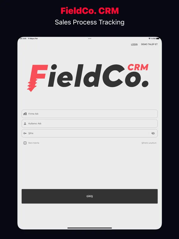 Tangkapan skrin FieldCo. CRM iPad 