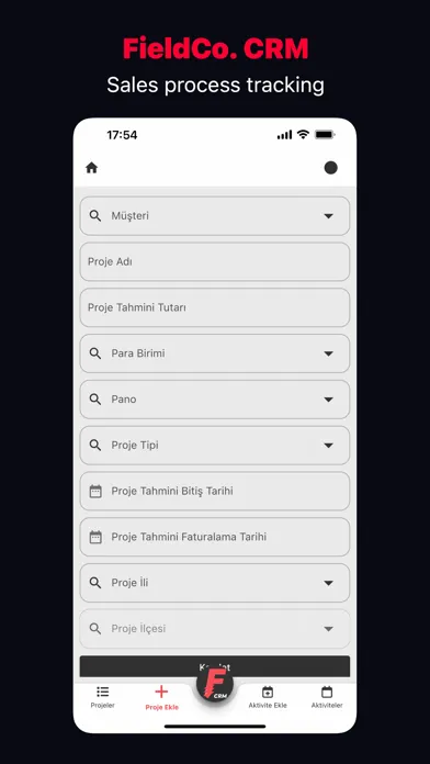 Tangkapan skrin FieldCo. CRM