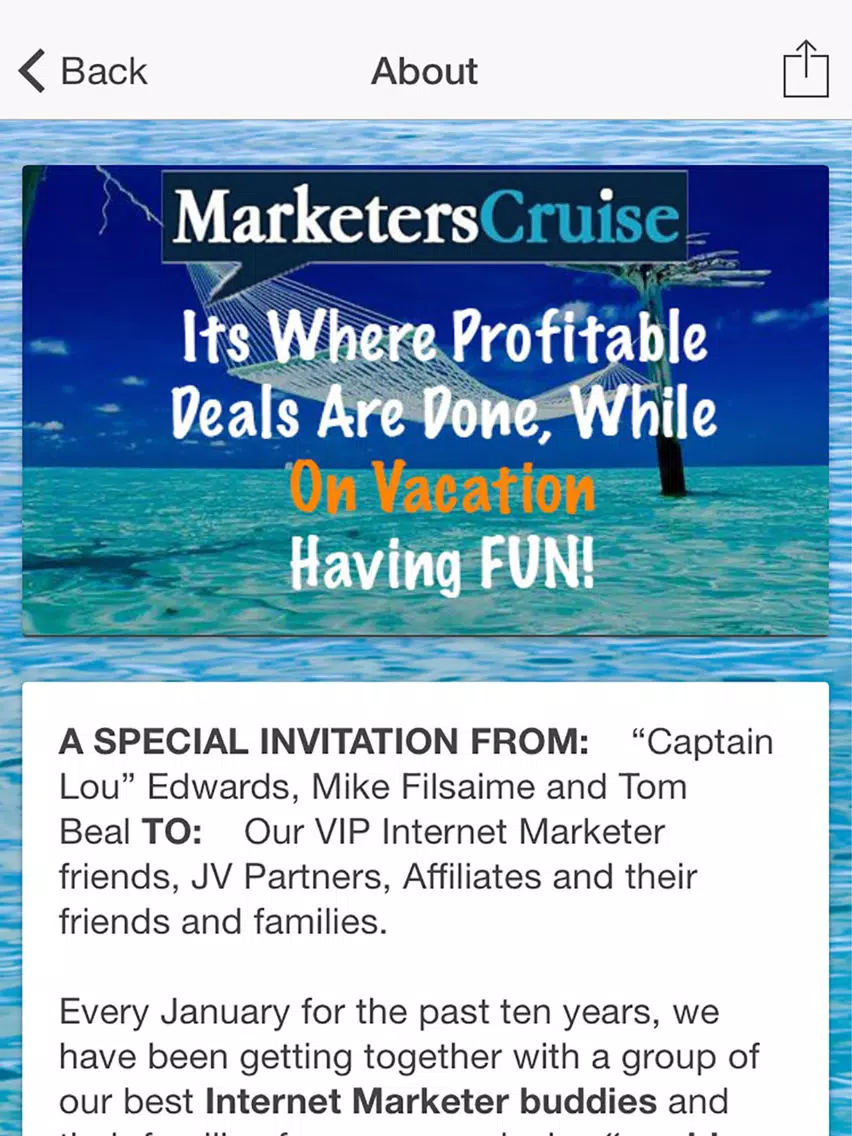 Tangkapan layar Marketers Cruise iPad 