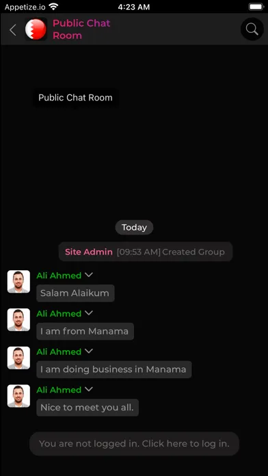 Bahrain Chat Room Screenshots
