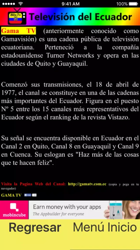 Captures d'écran de BlixTv - Televisión de Ecuador