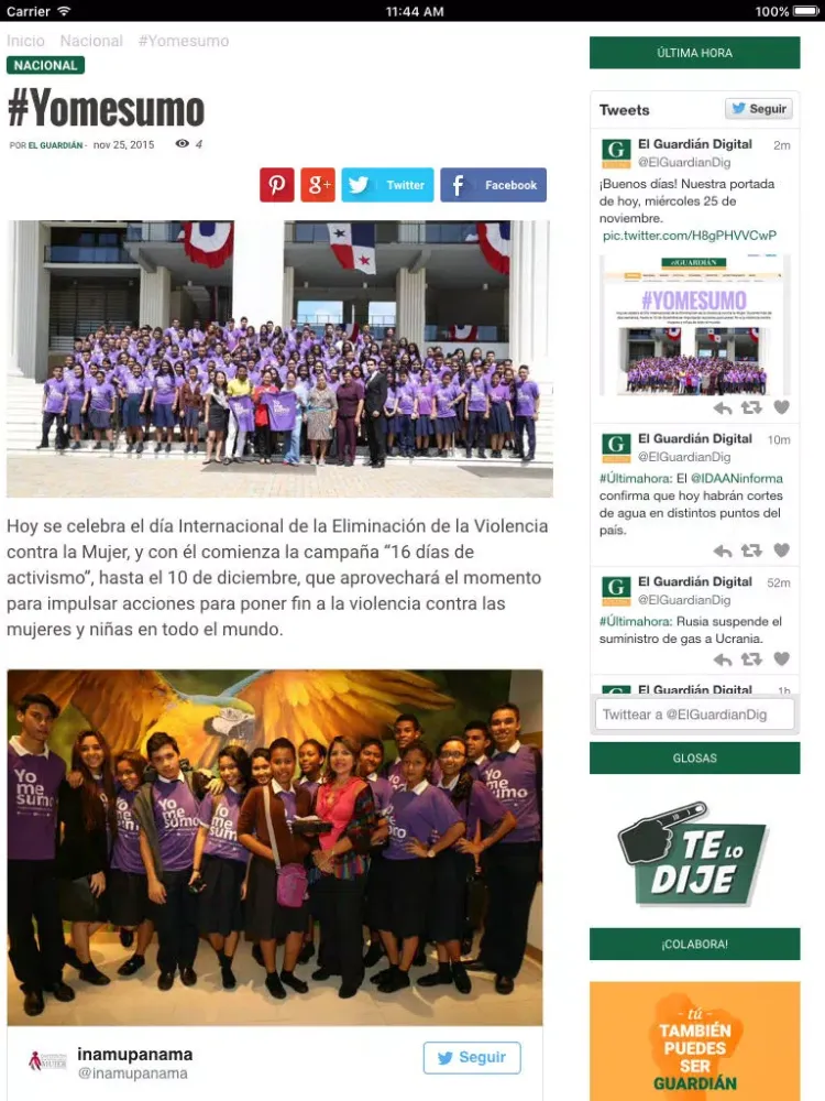 Captures d'écran de El Guardian Digital - Un nuevo medio 100% panameño y 100% digital iPad 