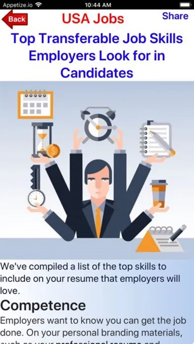 Capturas de tela do Jobs USA
