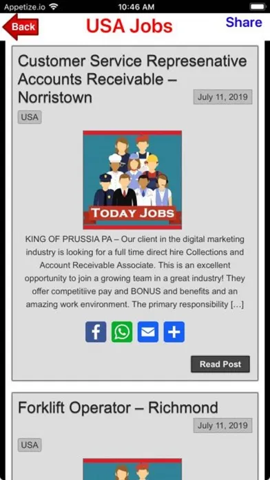 Capturas de tela do Jobs USA
