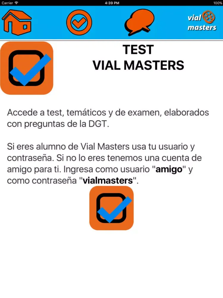 Test Autoescuela VM iPad  Screenshots