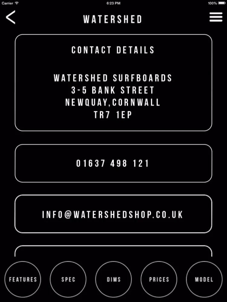 Скриншоты WATERSHED SURFBOARDS iPad 