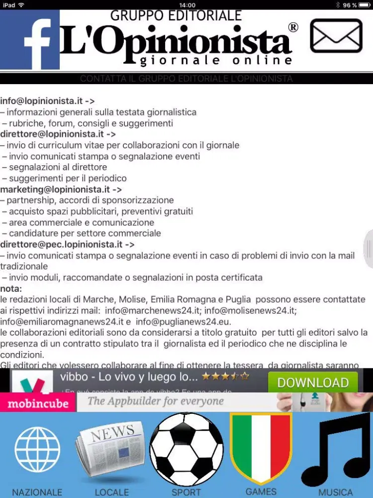 Capturas de pantalla de L'Opinionista Giornale Online - Notizie Italia iPad 
