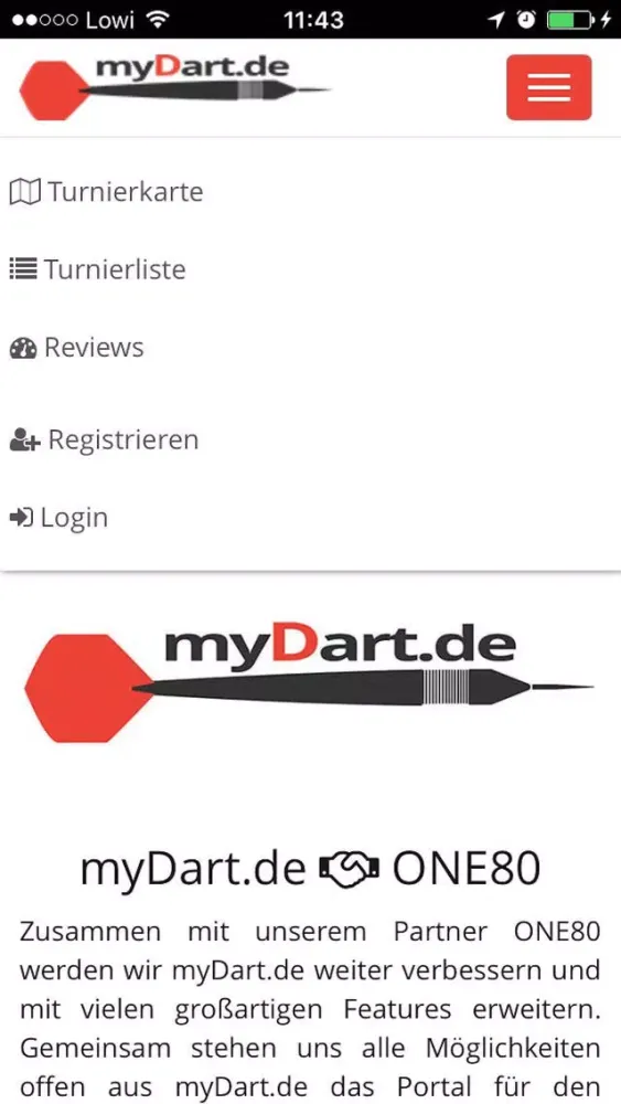 Tangkapan layar myDart.de