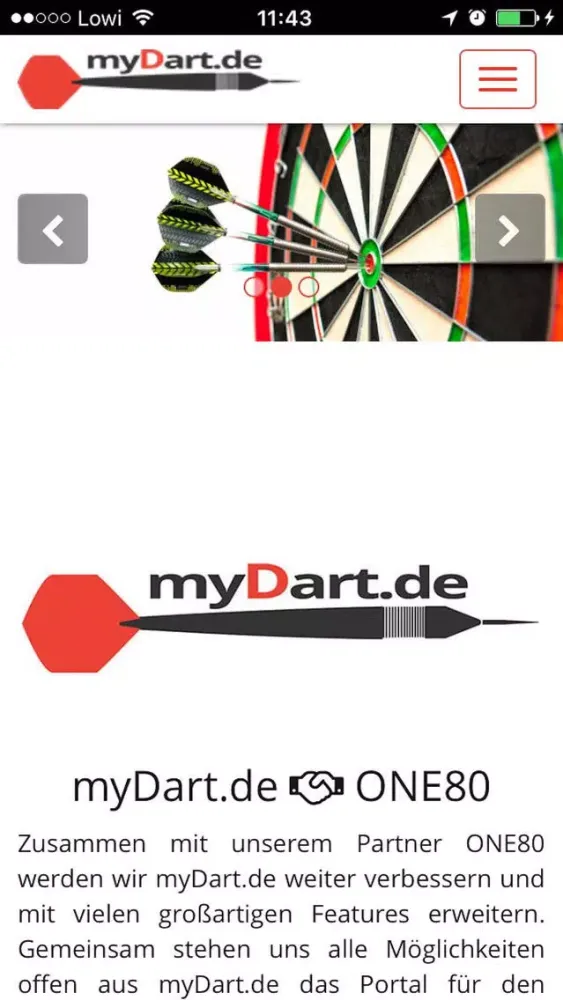 Tangkapan layar myDart.de