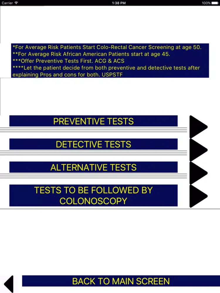 Capturas de pantalla de Colo-Rectal Cancer Screening iPad 