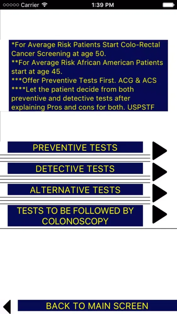 Capturas de pantalla de Colo-Rectal Cancer Screening