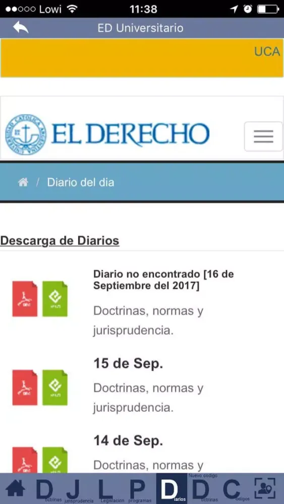 Zrzuty ekranu El Derecho Universitario