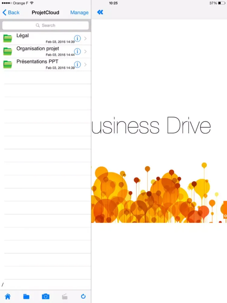 Capturas de tela do Business Drive iPad 