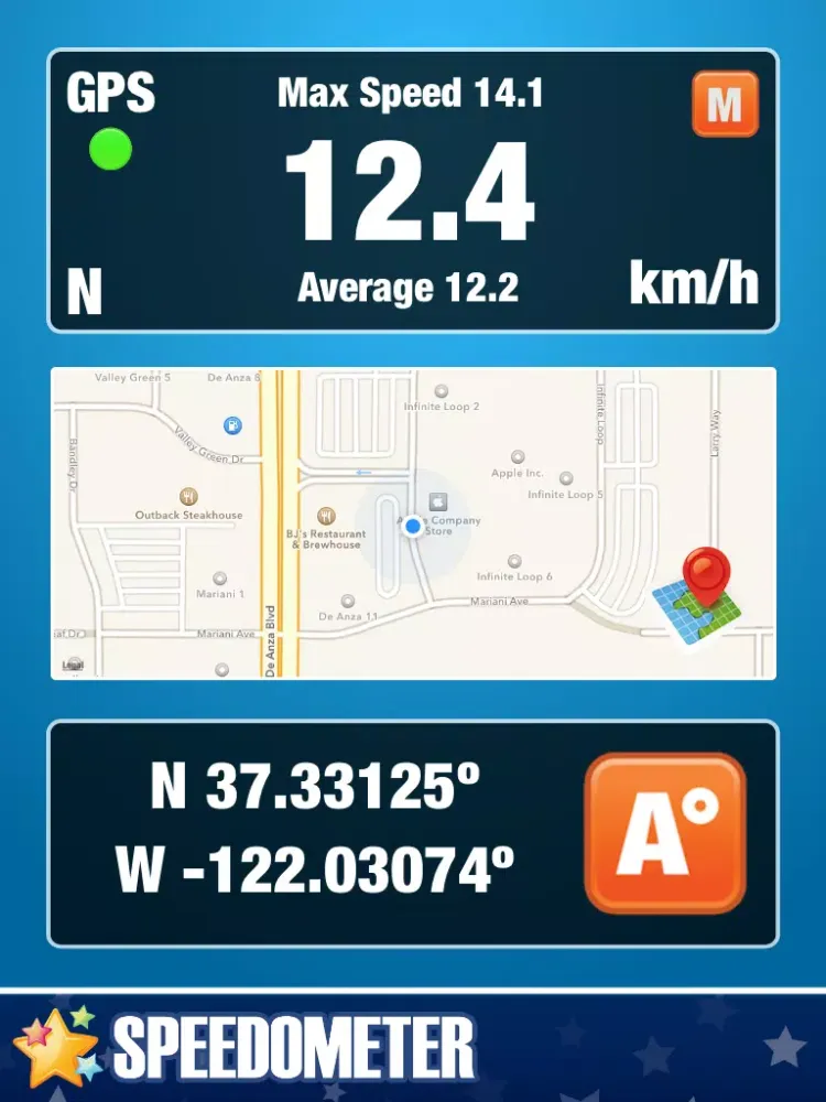 Capturas de tela do Speedometer - average and maximum speed, coordinates and position on the map iPad 