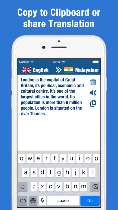 Ảnh chụp màn hình của English-Malayalam Translator.