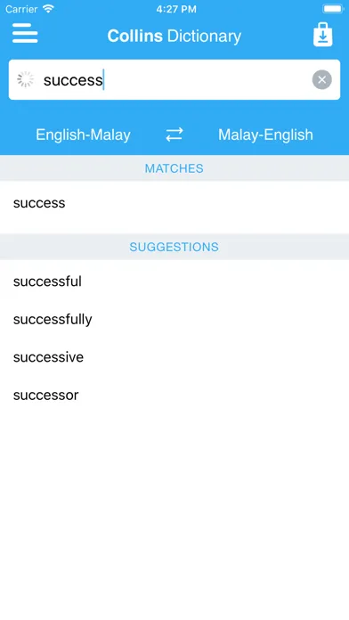 Screenshot di Collins Malay Dictionary