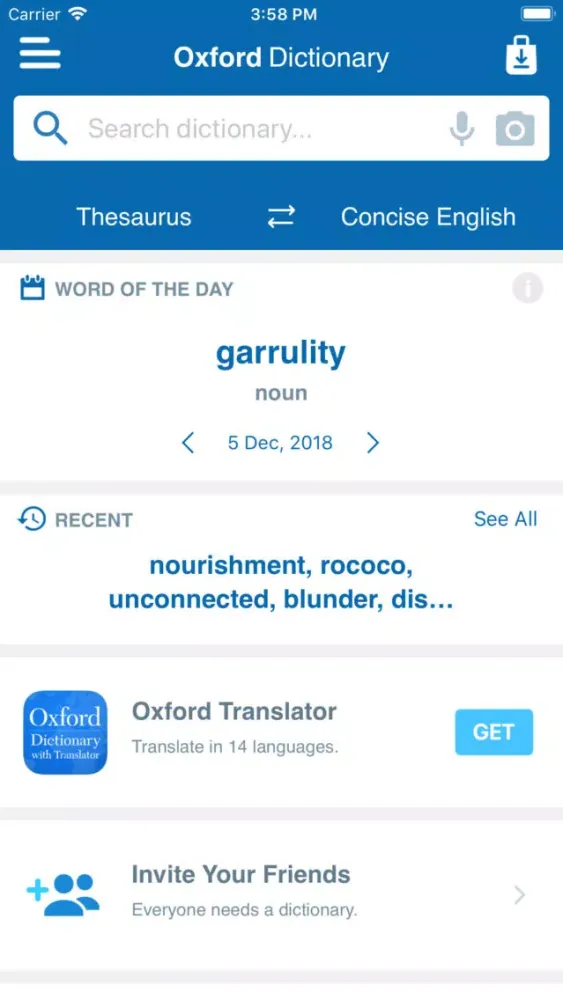 Captures d'écran de Concise Oxford Dict. & Thes.