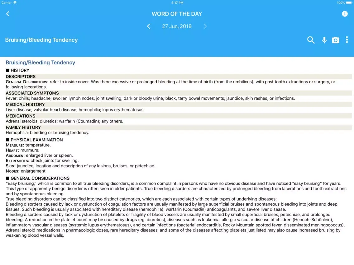 Tangkapan skrin Common Symptom Guide iPad 
