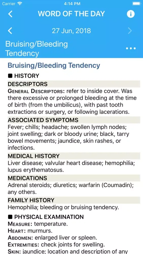 Tangkapan skrin Common Symptom Guide