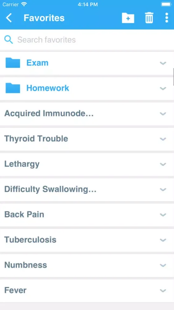 Tangkapan skrin Common Symptom Guide